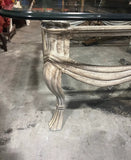 French Metal Scrolling White Coffee Table With Glass Top