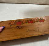 Wooden Rectangular Catchall With Floral Details