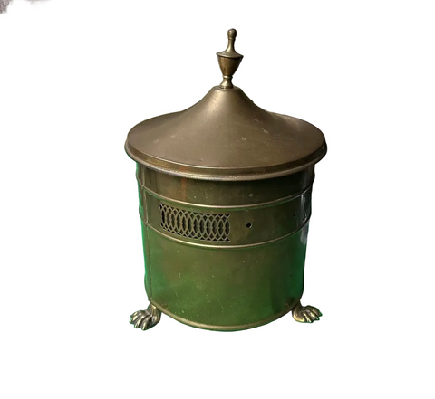 Footed Pierced Brass Coal Scuttle Bucket