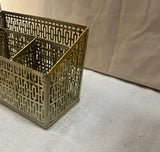 Small Brass Filigree Desk Accessory/Organizer