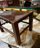 Vintage Wood and Wicker Scandinavian Petite Stool