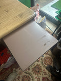 Vintage Industrial Metal Desk With Wooden Top- Stickers Included