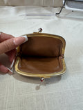 Small Brown Leather Kiss Lock Clutch