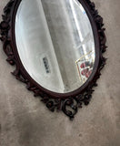 Vintage Hand Carved Wooden Oval Wall Mirror