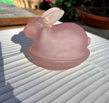 Pink Frosted Glass Bunny Dish