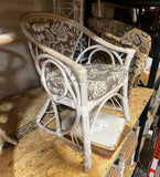 Palm Beach Collection Corset Back Looped Arms Ficks Reed Style Dining Set With Glass Top