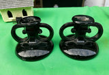 Black Milk Glass Pair of Candleholders