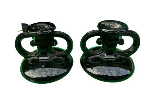 Black Milk Glass Pair of Candleholders