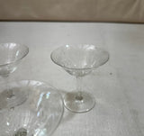 Trio of Small Champagne Glasses With Etched Leaf Details, 1970s