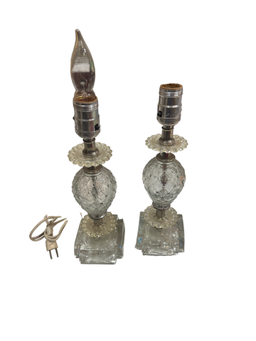 Pair of Vintage Detailed Glass Table Lamps