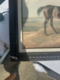 Framed Black Horse on Mountain Top Print on Canvas, Signed by the Artist