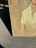 Vintage Portrait Painting of a Woman on Canvas, Signed by the Artist