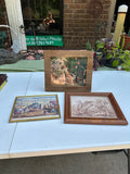 Trio of Framed Vintage Drawings