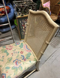 Gold Canned Back Chair With Floral Cushion