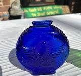 Pair of Small Glass Eagle Jars, Blue and Green