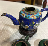 Miniature Cloisonné Set of Teapot and Vase