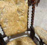 Vintage Faux Fur Barley Twist Rocking Chair