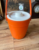 Vintage Orange Plastic Ice Bucket/Champagne Bucket With White Lid