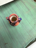 Small Ceramic Colorful Vase With Gold Accents