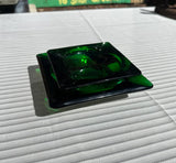 Pair of Stackable Green Glass Square Ashtrays