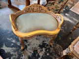 Regal Gold Wooden Bench With Velvet Seating