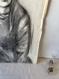Charcoal Drawing of Pensive Girl