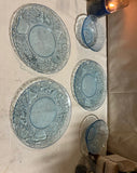 Small Collection of Blue Glass Plates and Bowls- Set of 5
