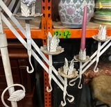 Large White Metal Standing Candle Holder
