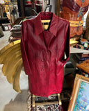 Red Leather Trench Coat Style Jacket- R2R Size L