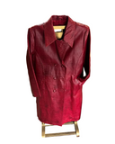 Red Leather Trench Coat Style Jacket- R2R Size L