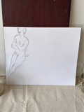 Off Center Nude Model Drawing