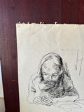 Black-And-White Portrait, Pen Sketch of Woman