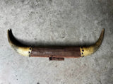 Vintage Horns and Leather Wall Hanging With Studded Details