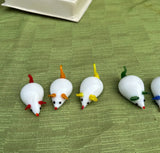 Collection of Rainbow Glass Blown Mice Figurines- Set of 6