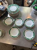 Ceramic Majesty Plate Set With Malachite and Gold Designs- Set of 30