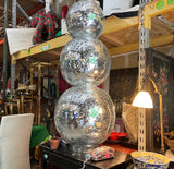 Oversized Disco Ball Snowman Sculpture, Slight Condition Issue