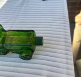 Collection of Green Glass Avon Bottle Cars- Set of 3