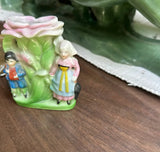 Small Ceramic Floral Catchall With Little English Figures