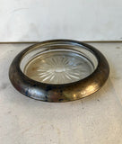 Large Etched Glass and Silver Ashtray