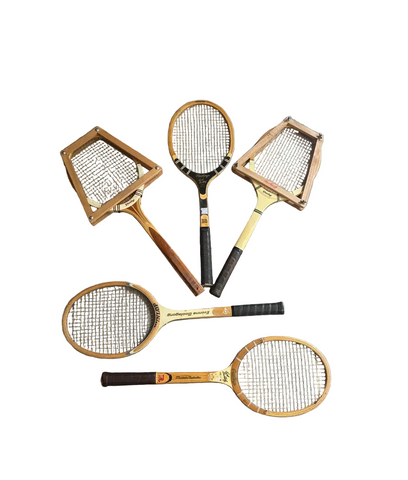 Collection of Vintage Miscellaneous Wooden Tennis Rackets With Guards