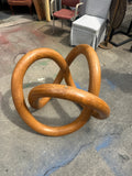 1970s Wooden Knot Dining Table and Glass Top