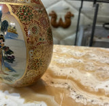Small Asian Ceramic Detailed Decorative Egg With Gold Accents
