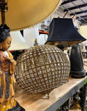 Large Sphere Brass and Crystal Chandelier