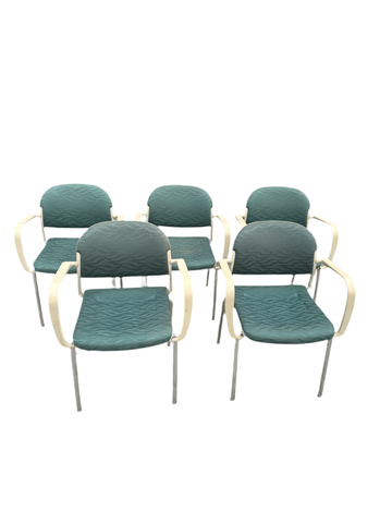 Collection of Green Padded Office Chairs- Set of 5