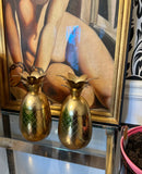 Pair of Brass Pineapple Candleholders and Cups Combination