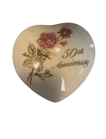 Small Ceramic 50th Anniversary Heart Shaped Box