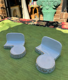 Pair of Vintage Greek Key Tea Cup Holders or Business Card Holders