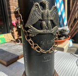 Pair of Copper Industrial Lamps With Eagle Accents