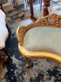 Regal Gold Wooden Bench With Velvet Seating