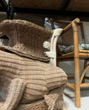 Mid-Century, Wicker, Frog Table With Marble Eyes Details